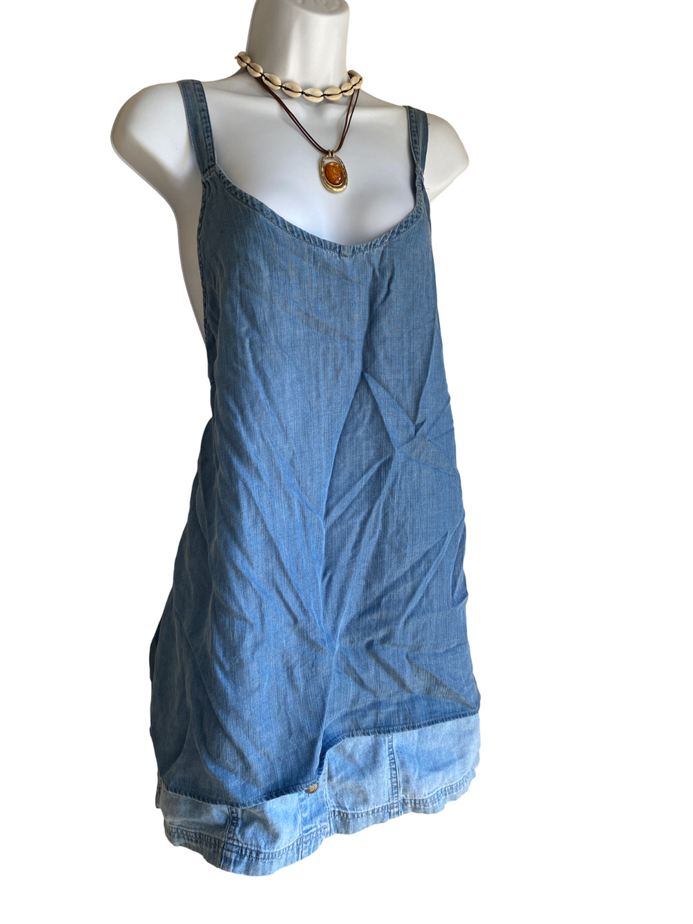 VTG Angels Plus 2X Boho Blue Denim Spaghetti Strap Cami Tank Top Tunic Layering